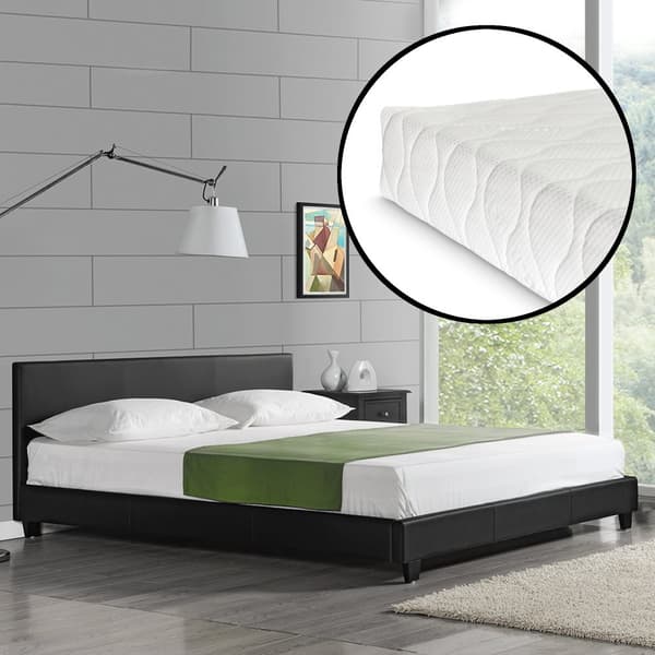 Corium® Dobbeltseng Barcelona - inkl. madras - 140x200 - sort