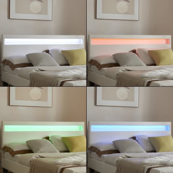 Corium® Kontinentalsäng Halmstad - konstläder - med LED-belysning - (140 x 200 cm) - vit
