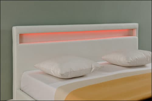 Corium® Kontinentalsäng Haparanda - konstläder - med LED-belysning - (160 x 200 cm) - vit