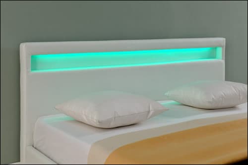 Corium® Kontinentalsäng Haparanda - konstläder - med LED-belysning - (160 x 200 cm) - vit