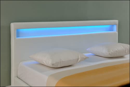 Corium® Kontinentalsäng Haparanda - konstläder - med LED-belysning - (160 x 200 cm) - vit
