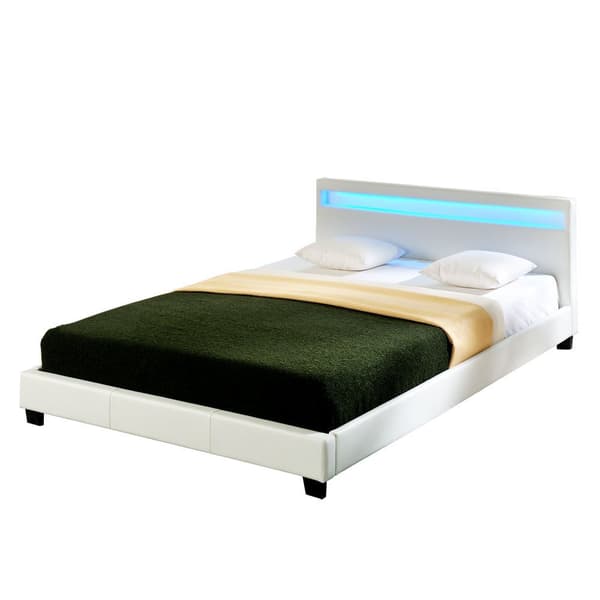 Corium® Kontinentalsäng Haparanda - konstläder - med LED-belysning - (160 x 200 cm) - vit