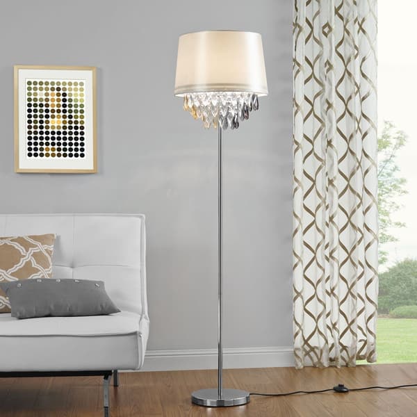 [lux.pro]® Elegant golvlampa - Royality 1 x E27 - 60W - vit/  krom