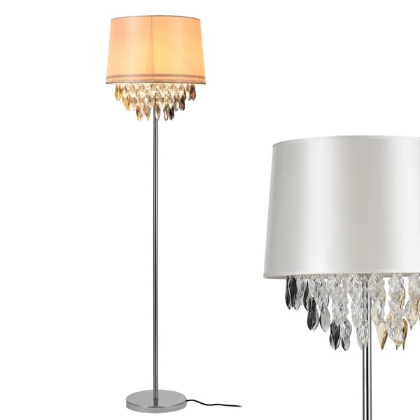 [lux.pro]® Elegant golvlampa - Royality 1 x E27 - 60W - vit/  krom