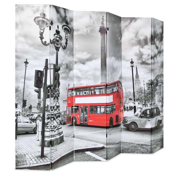 vidaXL foldbar rumdeler 228 x 170 cm London bus sort og hvid