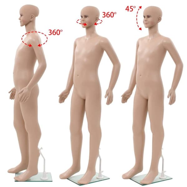 vidaXL børnemannequin m. glasbase 140 cm beige