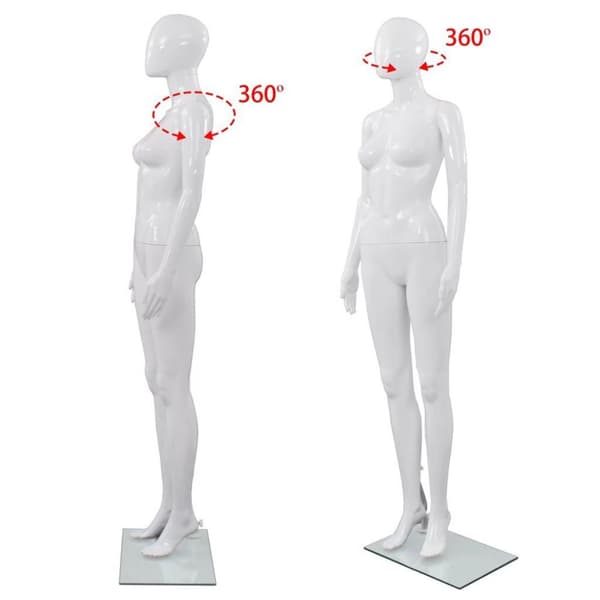 vidaXL Aidon kokoinen naismallinukke lasijalustalla valkoinen 175 cm