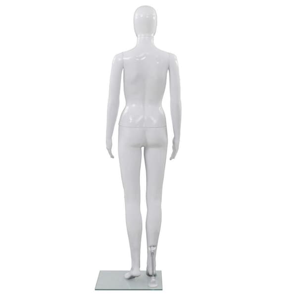 vidaXL Skyltdocka dam helkropps med bas i glas glansig vit 175 cm