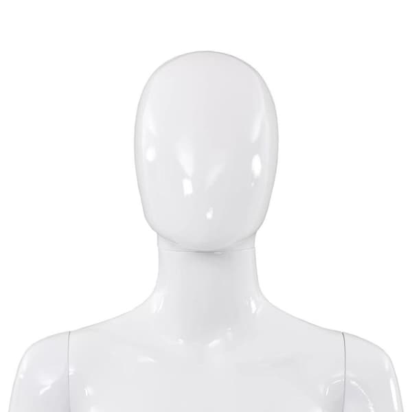 vidaXL Skyltdocka dam helkropps med bas i glas glansig vit 175 cm
