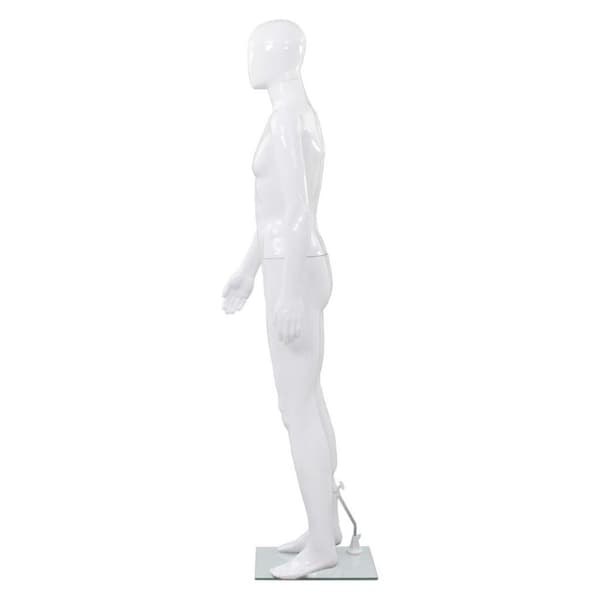 vidaXL Skyltdocka man helkropps med bas i glas glansig vit 185 cm