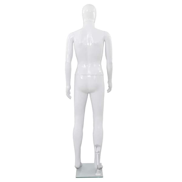 vidaXL Skyltdocka man helkropps med bas i glas glansig vit 185 cm