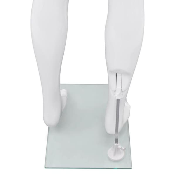 vidaXL Skyltdocka man helkropps med bas i glas glansig vit 185 cm