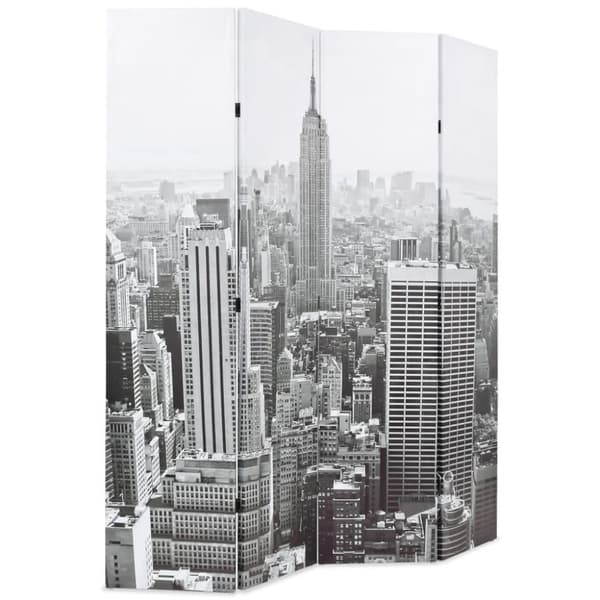 vidaXL Sammenleggbar romdeler 160x170 cm New York dagtid svart og hvit