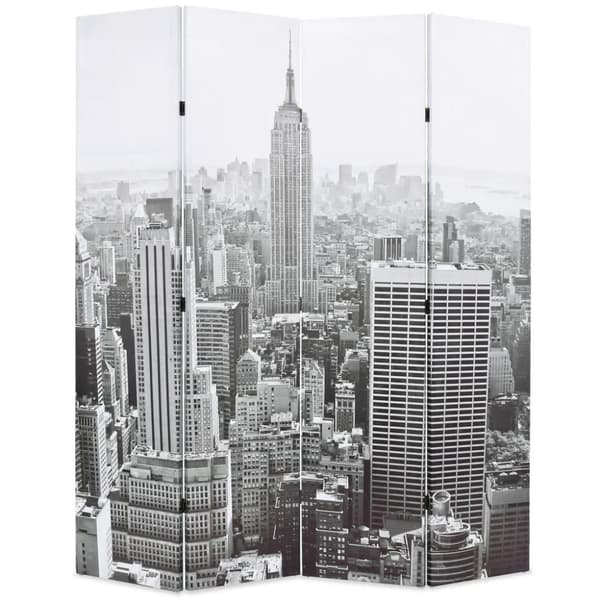 vidaXL Sammenleggbar romdeler 160x170 cm New York dagtid svart og hvit