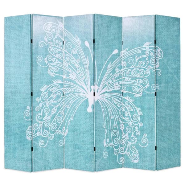 vidaXL Sammenleggbar romdeler 228x170 cm sommerfugl blå