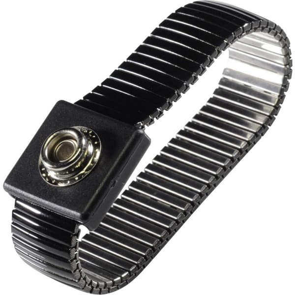 TRU COMPONENTS WristME-SET-4-183-K ESD-handledsband Svart inkl. jordningskabel Tryckknapp 4 mm, Krokodilklämma
