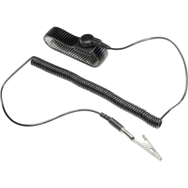 TRU COMPONENTS WristME-SET-4-183-K ESD-handledsband Svart inkl. jordningskabel Tryckknapp 4 mm, Krokodilklämma