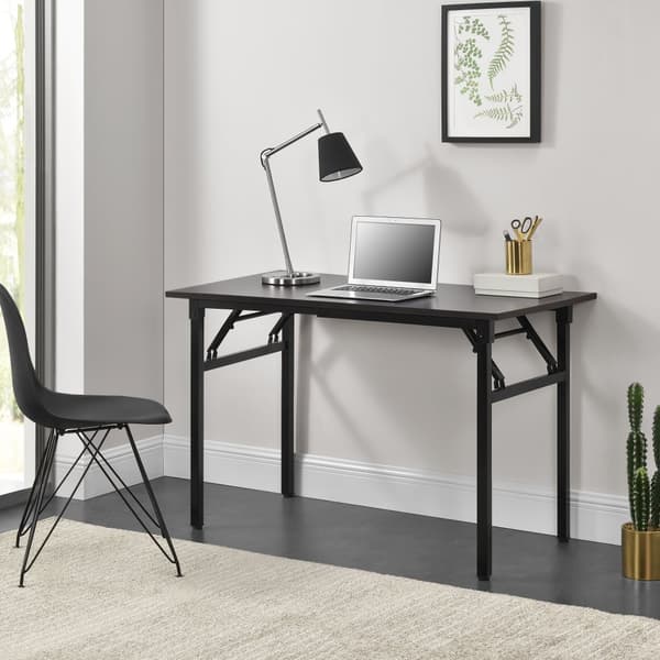 [neu.haus]® Kokoontaitettava pöytä, lastulevy / metalli 120 x 60 x 75-76,4cm tummanruskea / musta