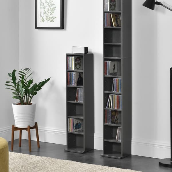 [en.casa] CD-hylde - boghylde - 90x20x20cm - mørkegrå