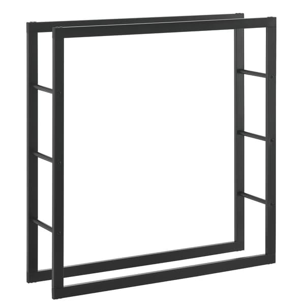 Vedförvaring vedställ 100x100x25cm stål svart [en.casa]