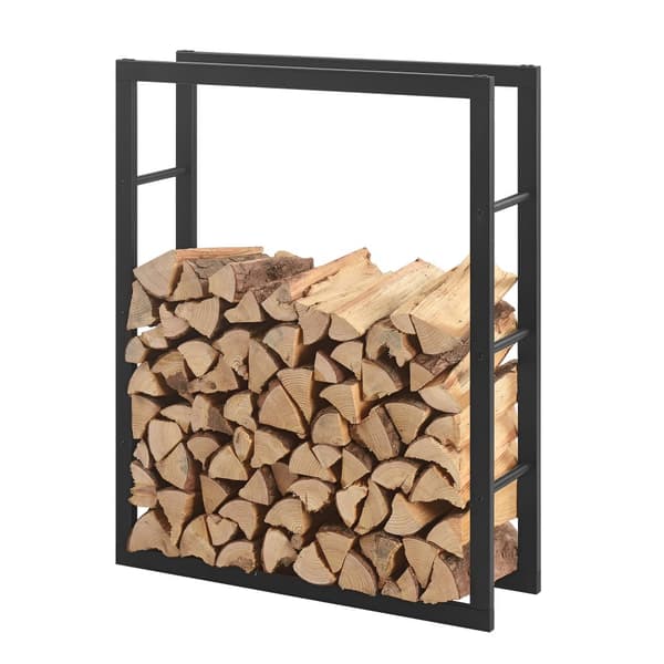 Vedförvaring vedställ 80x100x25cm stål svart [en.casa]