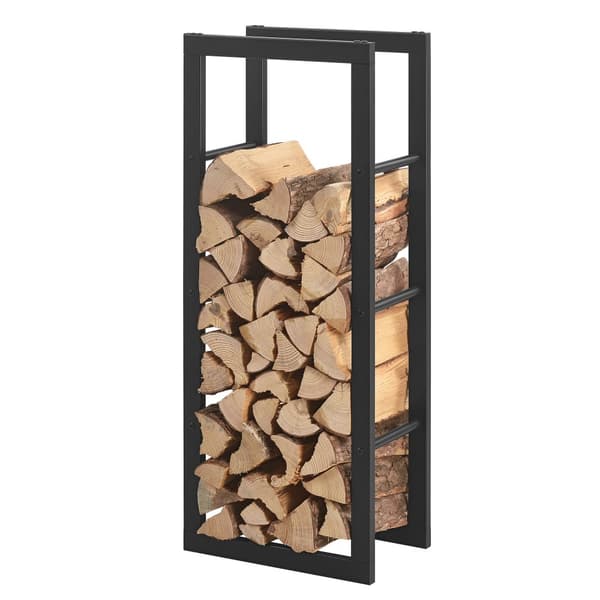 Vedförvaring vedställ 40x100x25cm stål svart [en.casa]