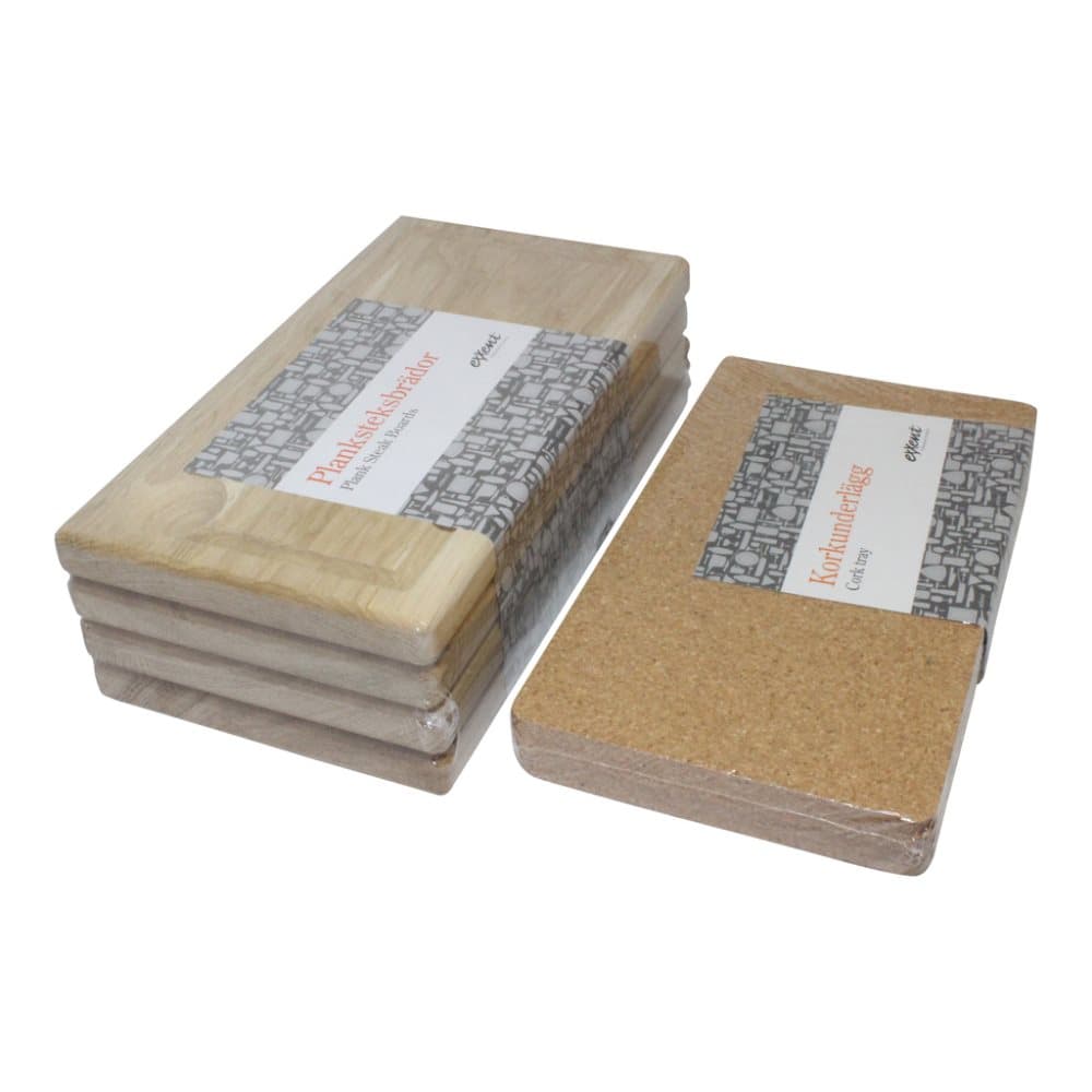 Exxent Planksteksbrädor Ek 4-pack + 4-pack Korkunderlägg
