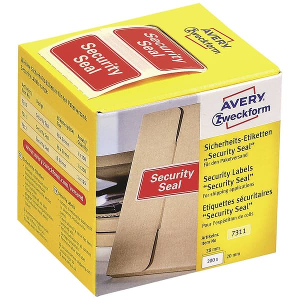 Avery-Zweckform 7311 Säkerhetsetiketter 38 x 20 mm VOID-folie Röd 200 st