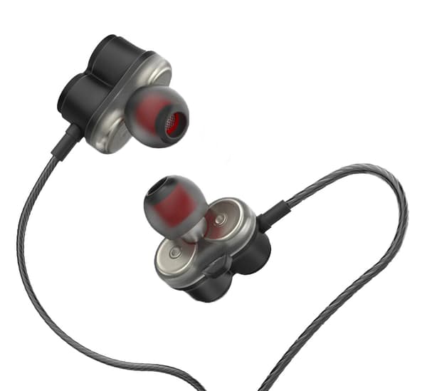 In-ear hörlurar med dubbla högtalare - Svart