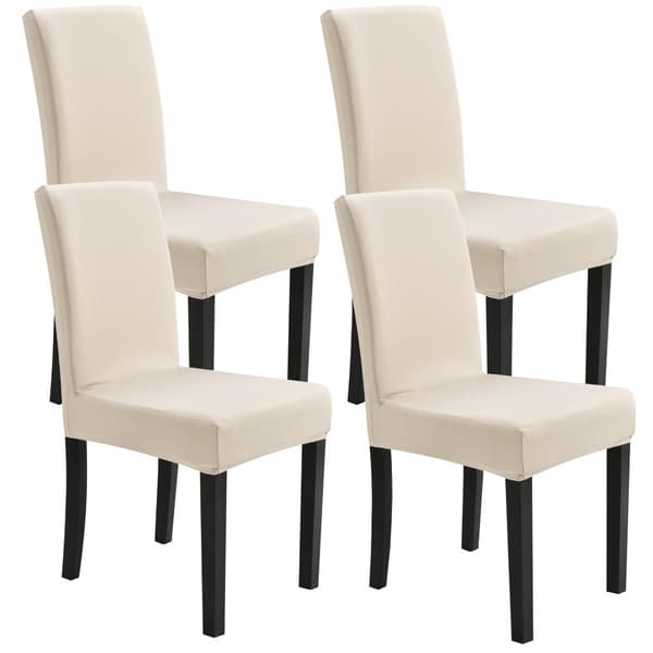 Stolsöverdrag set 4 sandfärg elastisk [neu.haus]®
