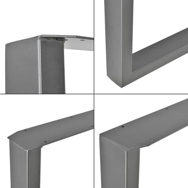[en.casa]® Bordben sæt - 2 stk. - 64x40cm - metal - med gulvbeskyttelse - stålgrå