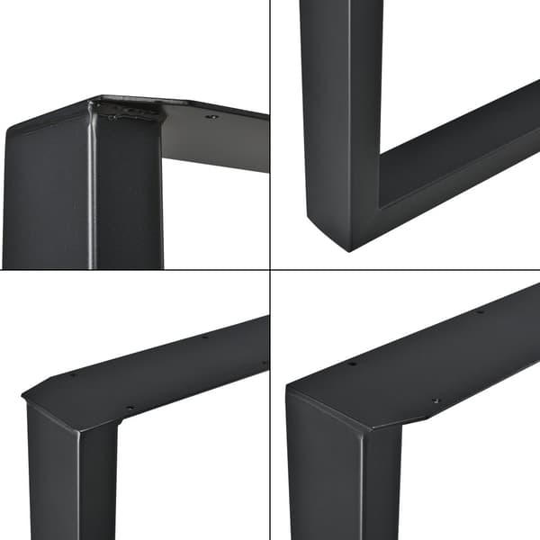 [en.casa]® Bordben sæt - 2 stk. - 60x72cm - metal - med gulvbeskyttelse - sort