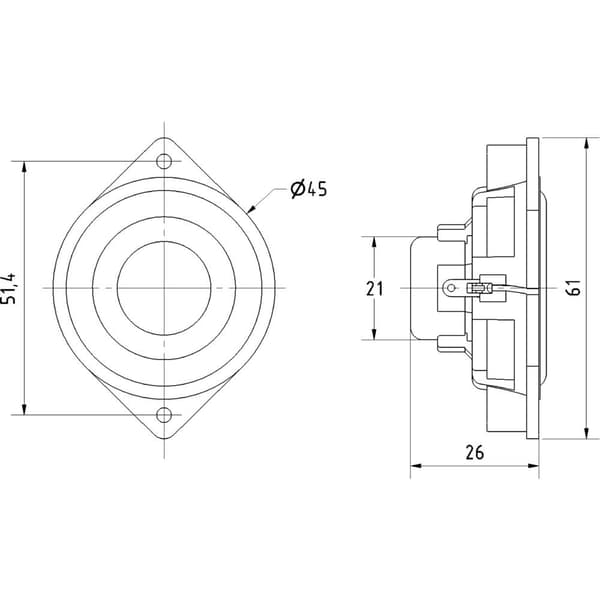 Visaton BF 45 - 4 Ohm 1.8 tum 4.5 cm Bredbandshögtalarelement 4 W 4 Ω Silver Aluminiummembran