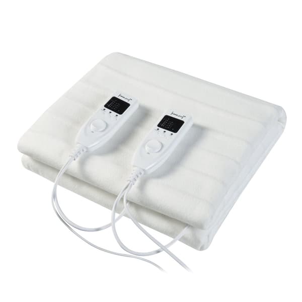 [casa.pro]® Elektrisk varmetæppe - dobbel - 160 x 140cm - 2x60W - 230V - 50Hz - Hvid