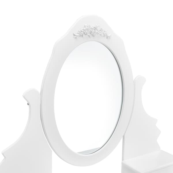 [en.casa]® toiletbord/sminkebord med spejl og stol - 141x75x40cm - hvid