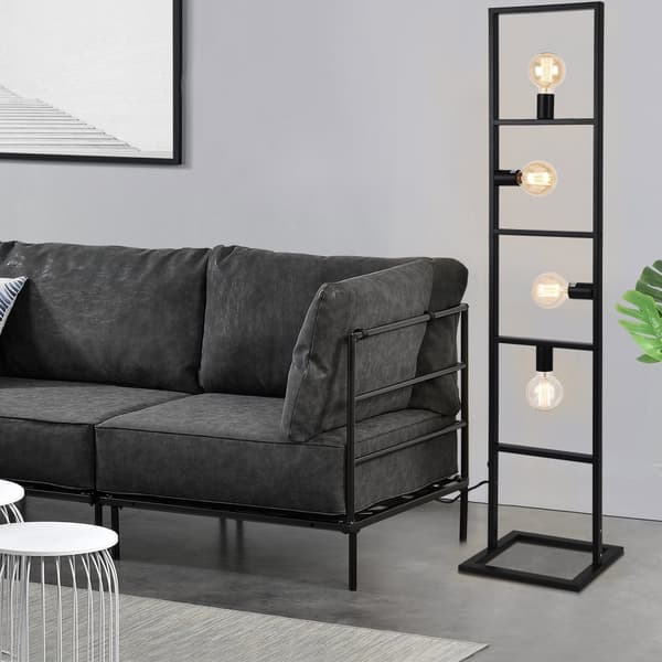 [lux.pro] ® Gulvlampe Plauen-142,5x31x31cm-metal-sort-230V-50Hz- 4xE27,max.60W