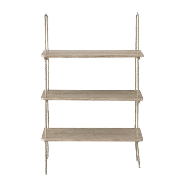 [en.casa]® Vägghylla-med 3 hyllplan-60x23,5cm-PVC-belagd MDF-träoptik