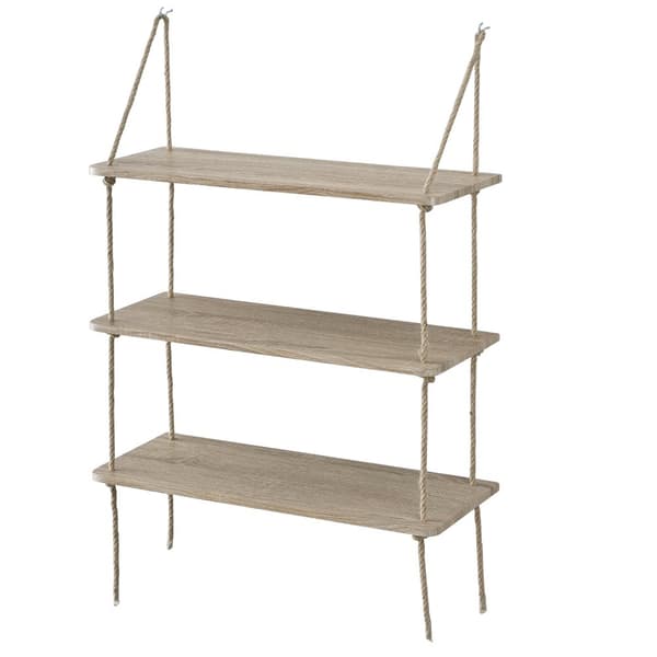 [en.casa]® Vägghylla-med 3 hyllplan-60x23,5cm-PVC-belagd MDF-träoptik