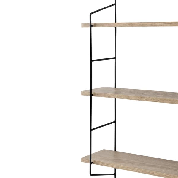 [en.casa]® Vägghylla-med 3 hyllplan-48x15x63,5cm-PVC-belagd MDF-trä optik