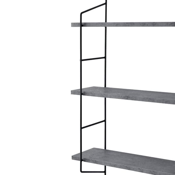 [en.casa]® Væghylde - med 3 hylder - 48x15x63,5cm - betonfarvet