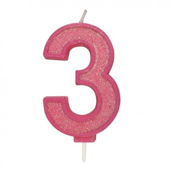3 Stort Ljus Pink Sparkle 1 st