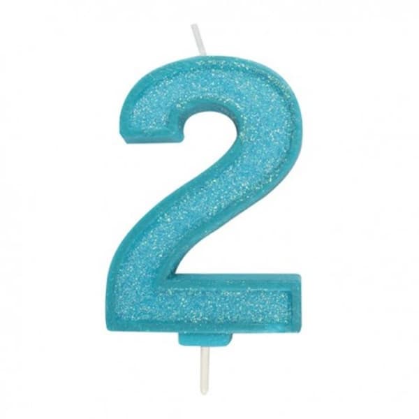 2 Stort Ljus Blue Sparkle 1 st