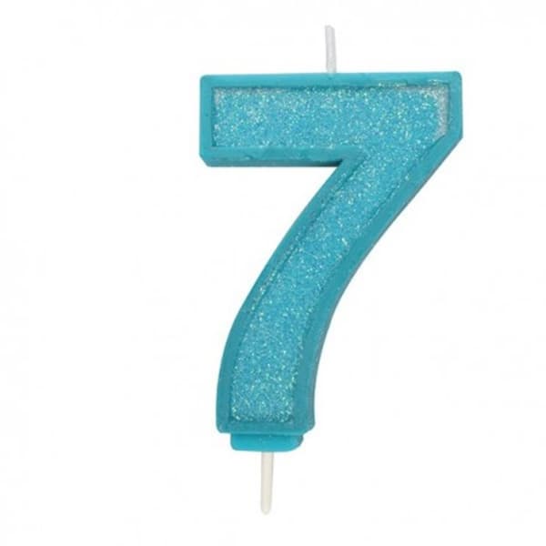 7 Stort Ljus Blue Sparkle 1 st