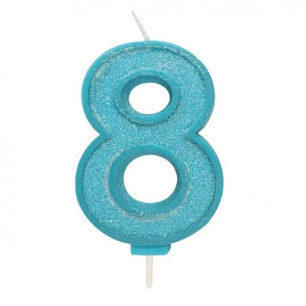 8 Stort Ljus Blue Sparkle 1 st