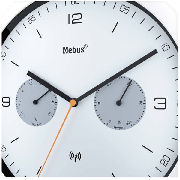 Mebus 52826 DCF Väggklocka 260 mm x 42 mm Vit