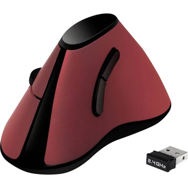LogiLink ID0159 Ergonomisk mus Trådlös Optisk Svart, Röd 5 Knappar 1200 dpi Ergonomisk