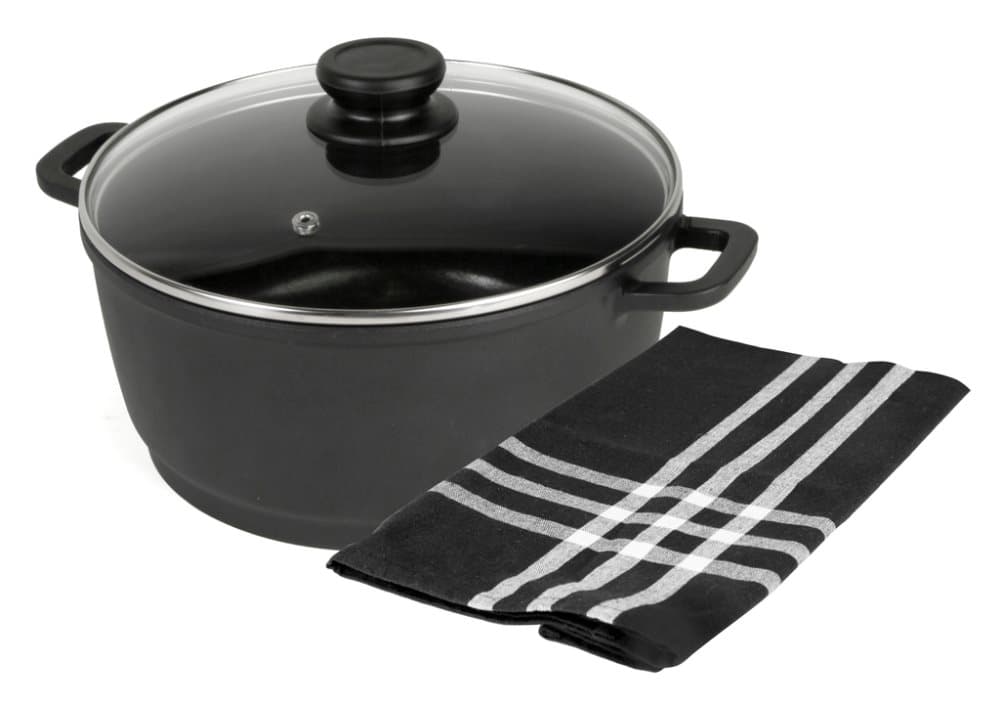 Exxent Gryta Kastrull 24 cm Black med lock Induction 1 st kökshandduk