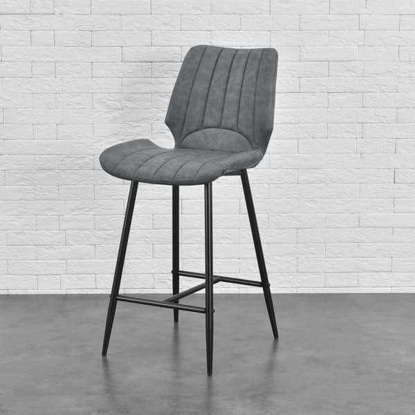 [en.casa]® Barstol Planica sæt 4 - 102,5x46,5x51cm - alcantara kunstlæder / metal - mørkegrå