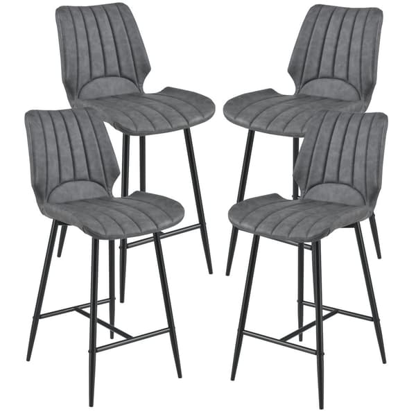 [en.casa]® Barstol Planica sæt 4 - 102,5x46,5x51cm - alcantara kunstlæder / metal - mørkegrå