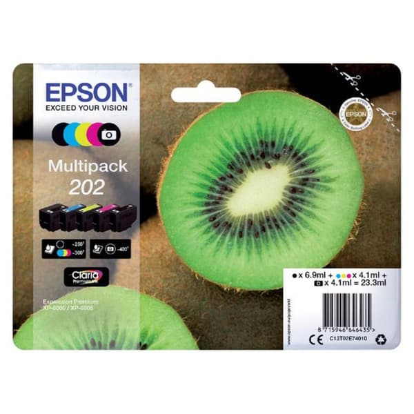 Epson Bläck T02E7, 202 Original Kombi-pack Svart, Foto Svart, Cyan, Magenta, Gul C13T02E74010